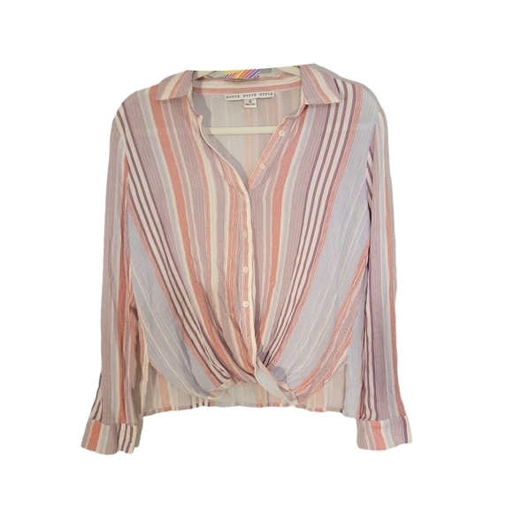 HYFVE Pink Pastel Twist Front Long-sleeved Shirt - Picture 1 of 5